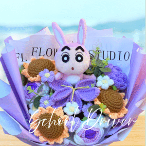 兔兔造型蠟筆小新 紫色太陽花 (L Size)