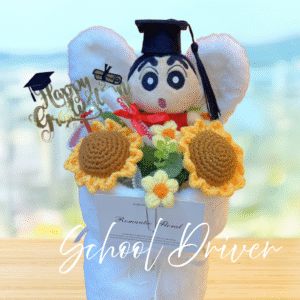 蠟筆小新 白色兔仔花 畢業花束 (M Size)