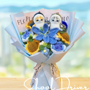畢業花束 │ 鯊魚貓藍色太陽花 │ 客製化花束