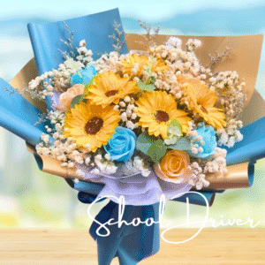 畢業花束 │ 藍色太陽花  │ 乾花