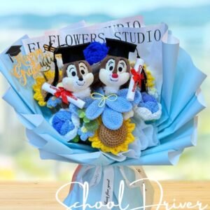 畢業花束 │Chip & Dale 藍色太陽花 │ 客製化花束